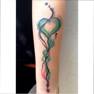 Tattoo by @Samfarfan #color #colortattoo #colorful #acuarelatattoo #acuarella #hearttattoos #anchortattoo #anchor #heart #pink #ink #inked #inkedup #chile #santiago #Spain #tattoo #tattooaddict 