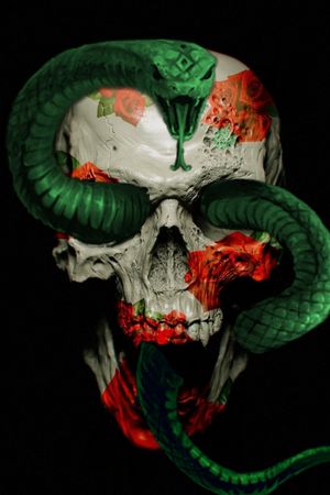 Rose skull and snake