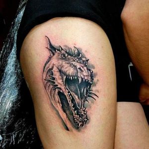 #dragontattoo #blackngreysociety #blackandgreytattoo @alaskatattoos @AndrewTatCarlson #tattoodo 