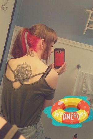 My mandala was my first shop-done tattoo on my 18th birthday. It took 4 1/2 hours and only one break in between. I've always loved mandalas and I want them all over my body lol.