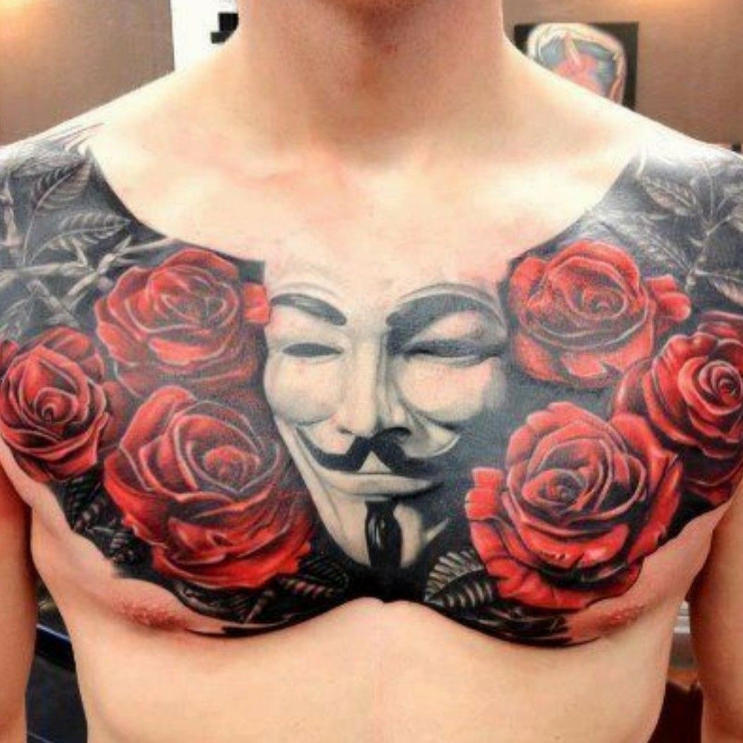 red roses with doves tattoo on chest for men  EntertainmentMesh
