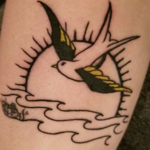 Jack sparrows logo. Johnny depps personal tattoo. Done by Mikey at Texas tattoo collective in Conroe Texas. 