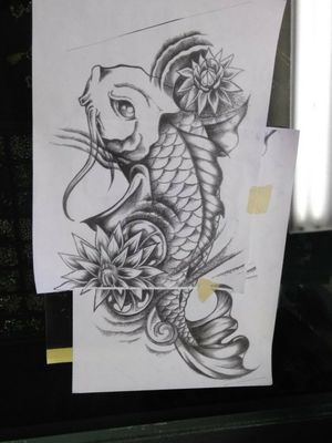 Cover up koi fish tattoo (black and gray), annahangtattoovn…