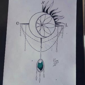 Entre o sol e a lua #desenhos #drawings #designs #tattoodesigns #neotraditional #indiandesign #halfmoon #art