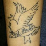 Another Lil Peep tat, his logo the crybaby bird. 