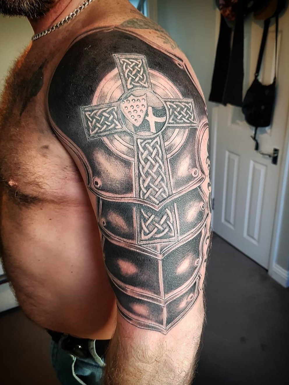 Shoulder 3D Armor tattoo at theYoucom