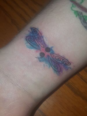 Semi colon dragonfly with a splash of watercolor <3
