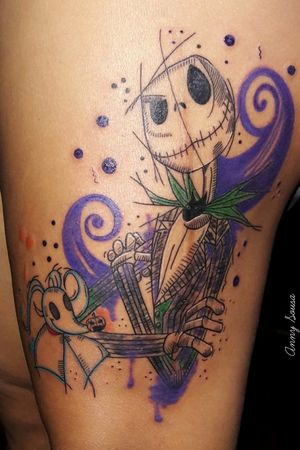 Jack Skellington #annytattoomanaus #jackskellingtontattoo #jackskellington #Tattoodo #tatooartist #sketchtattoo #sketch 
