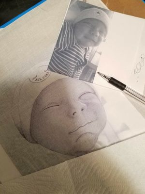A portrait of my two week old son work in progress