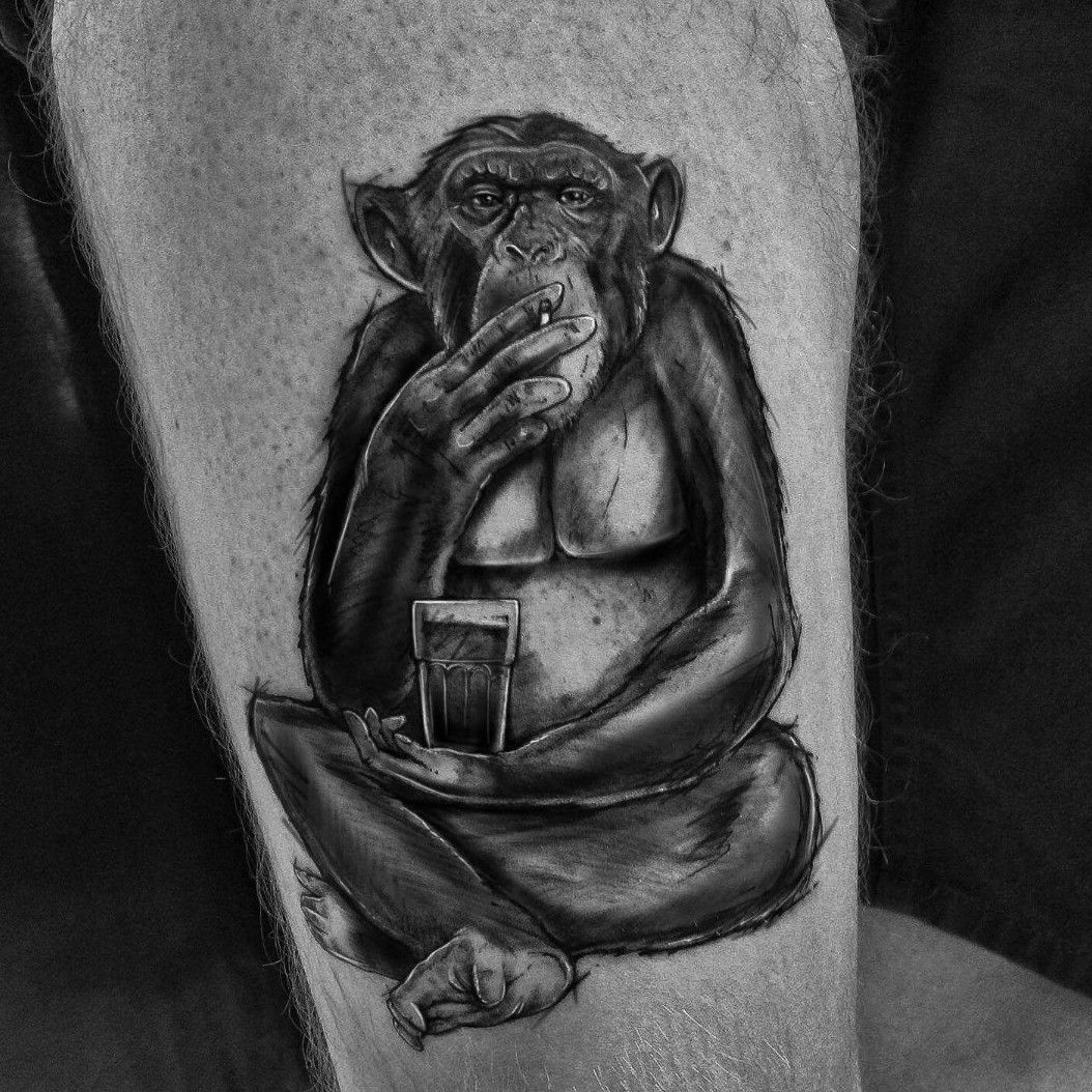 Monkey business theleisurebandit tattoo 80s cocktail party leisure  cheyennetattooequipment tatsoul starbritecolors eternalink  Instagram