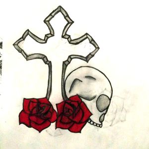   I wanna be a tattoo artist #idrewthis #cross #roses #skull #drawing #like4like 