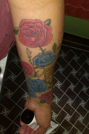 Second session for Roses half sleeve... In process.