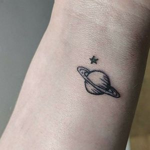 Saturn and a starSpace, planet