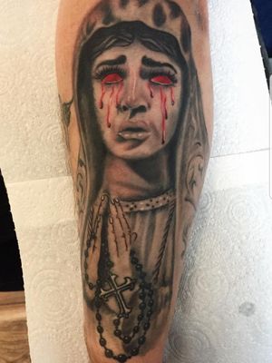 virgin mary black and white tattoos