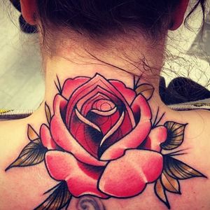 Neotraditional rose tattoo #necktattoo #neotraditional #rosetattoo #neotraditionaltattoos 