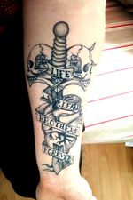 Life or Death Brothers Forever First Tattoo Sword Heart Skull BlackWork