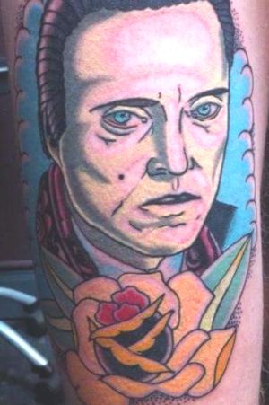 Christopher Walken Portrait, done by Maggie Snow, Electric Empire Tattoo & Piercing, San Marcos, TX.