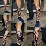 Half leg tribal tattoo free hand 