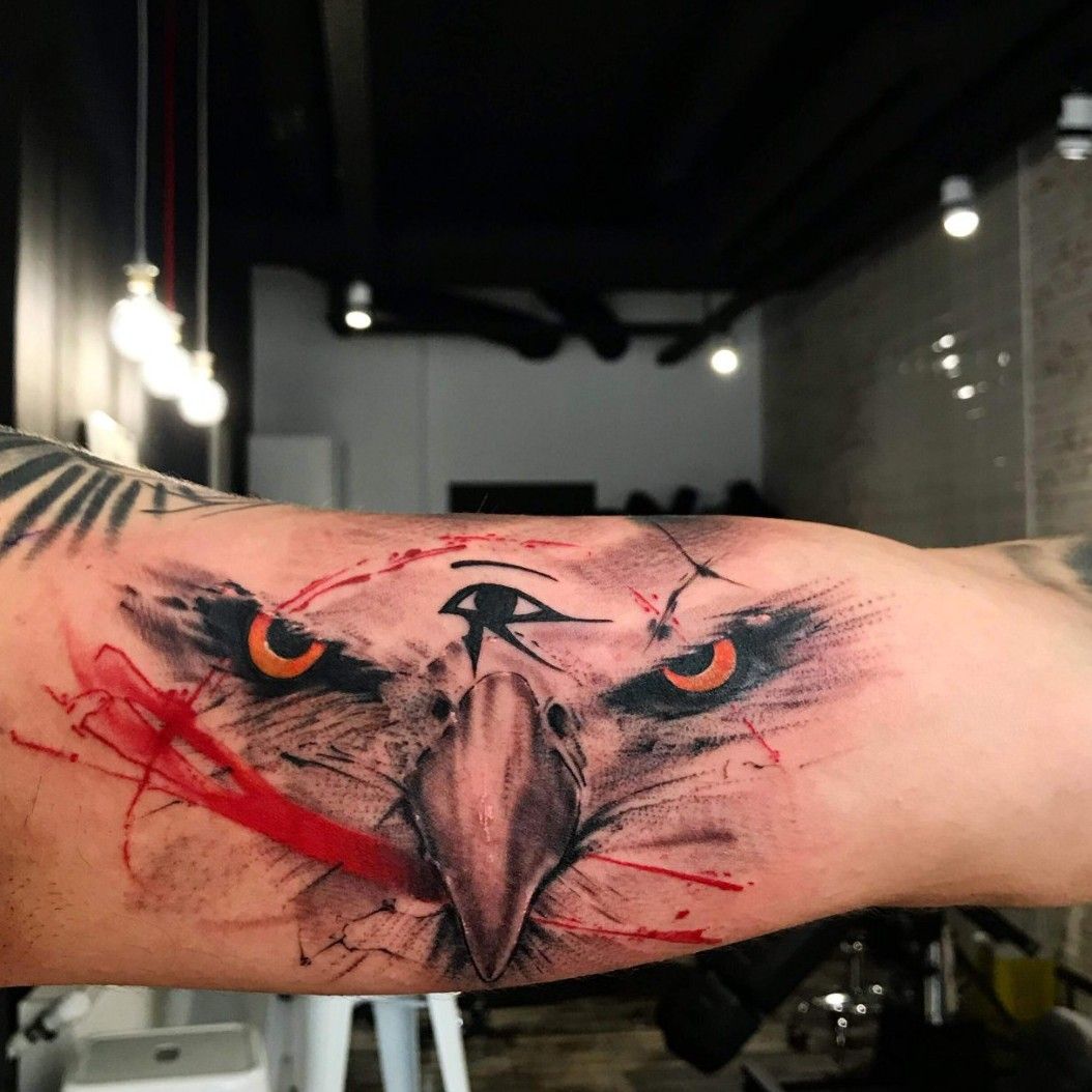 Rising Dragon Tattoos NYC  Trashpolka eagle on back by Jason 