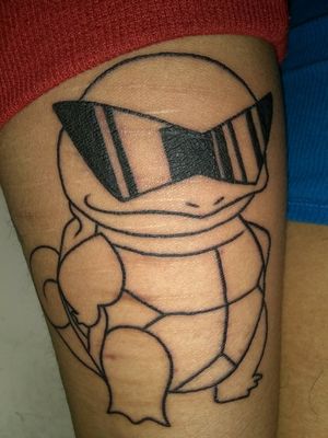 Squirtle squad done 2 days ago. I'm getting the color added next week#squirtle #squirtlesquad  #gangtattoos  #pokemontattoo #turtletattoo #turtle #squadgoals 