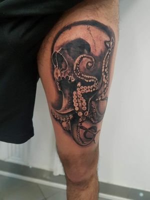Skull and Octopus #skulltattoo #skull #octopustattoo #octopus #blackandgrey 