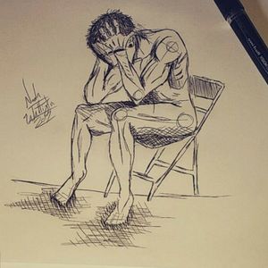 Depressed man sketch