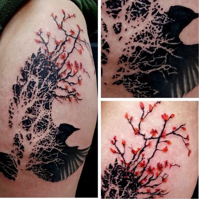 crow tree tattoo