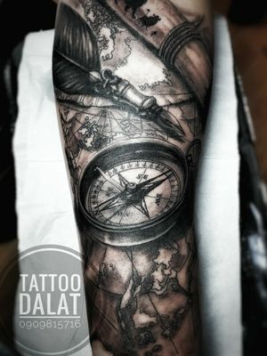 #tattoo #dalat #tattoodalat #nguyentattoostudio #nguyentattoo #dalattattoo #compass #pen #map