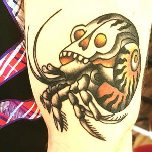 Skull Hermit Crab for Daniel San... 🐚🦀🌊🌌🔥#tattoo #oslo #norway #werkentattoostudio @andre_werken_tattoo