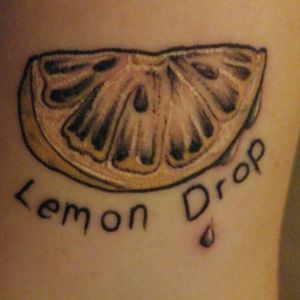 Lemon Drop tattoo that I got for my dad#lemon #lemonslice #lemondrop #Fathertattoo 