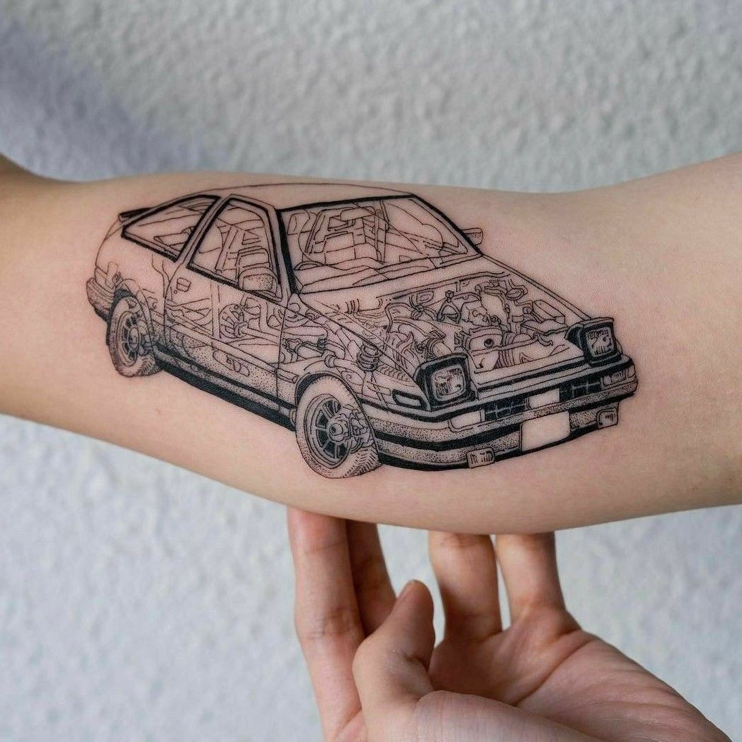 Initial D manga panel tattoo  Massive Initial D manga panel tattoo for  Brayden today Dude sat like a rock couldnt even make him flinch   By  Matty Nate Tattoos  Facebook
