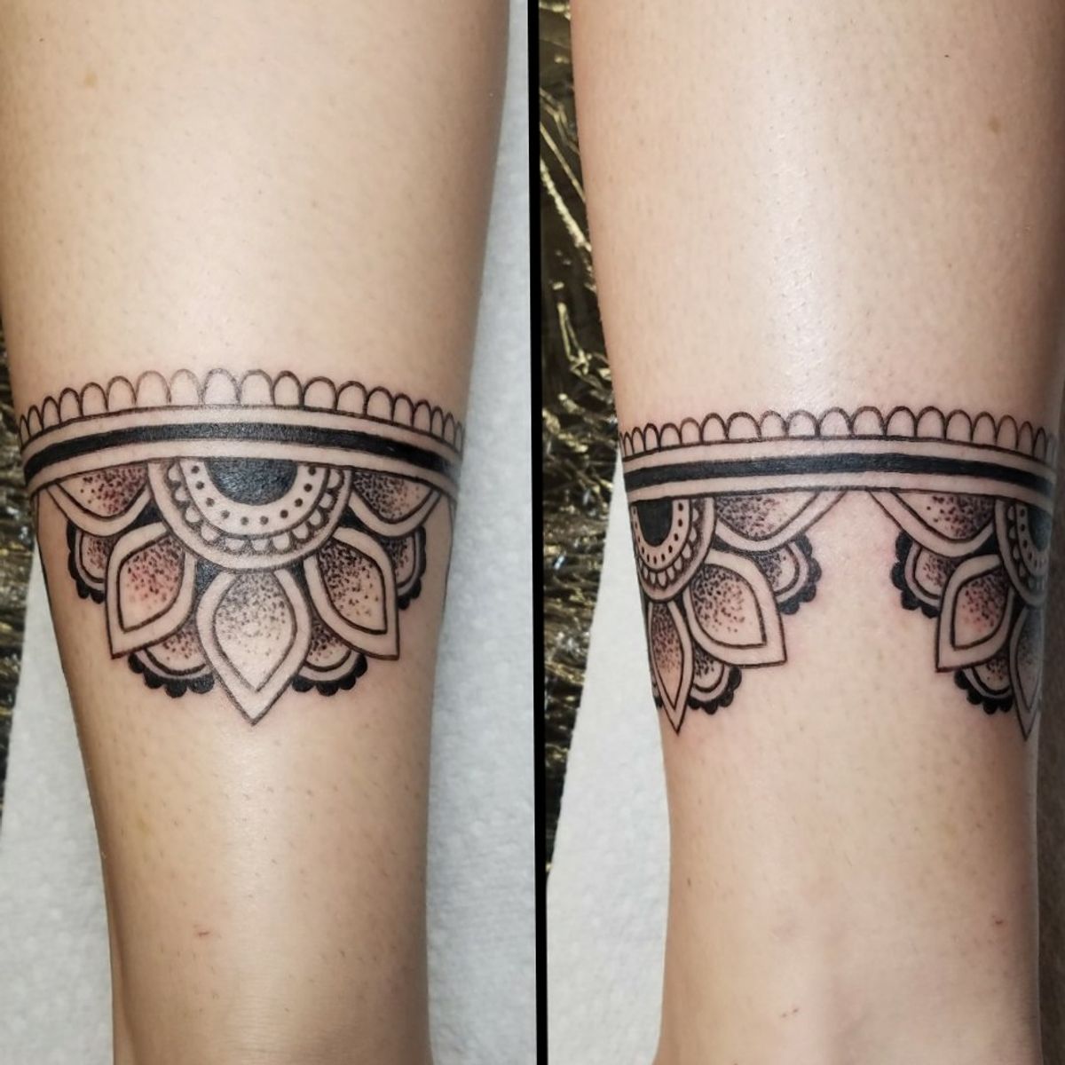 Tattoo uploaded by Liz Ramsey • Mandala leg band #mandala #tattooart  #dotworktattoo • Tattoodo