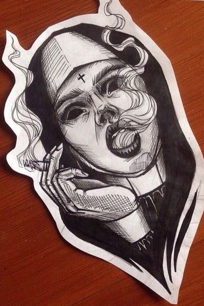 Smoking demonic nun 