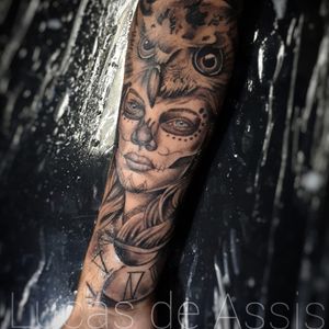 Catrina e coruja #tattoo #tattoos #tatuagem #portalegre #ink #inked #tattooartist #lucasdeassis #pilaca #tattooed #art #arte #tattooart #catrina #owl #coruja #tattoodo 