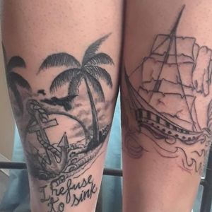 Ocean view tattoo legs