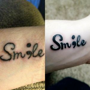 A lot of people get semi-colon tattoos, but I really think mine is unique. It's just a simple reminded to smile. #depression #SemiColon #smile #beforeaftertattoo #beforeandafter 