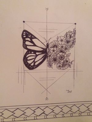 Butterfly flower design#butterfly #flowers #geometric 