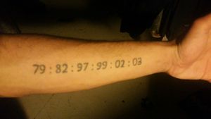 My first tattoo,  my family birth years when they were born. The concept isFrom the movie In Time lol