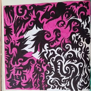 Dual abstract/tribal #abstract #tribal #pink #black #white 