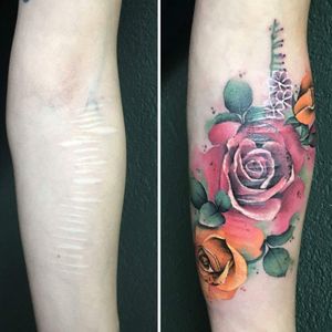 Done by Bertina Rens - Resident Artist@iqtattoo @Needle_Art_Tattoo @INCK_Tattoos #tat #tatt #tattoo #tattoos #tattooart #tattooartist #color #colortattoo #watercolortattoo #rosetattoo #rose #coveruptattoo #beautifultattoo #ink #inked #inkedup #inklife #inklovers #amazingink #amazingtattoo #instatattoo #instagood #armtattoo #art #bergenopzoom #netherlands 