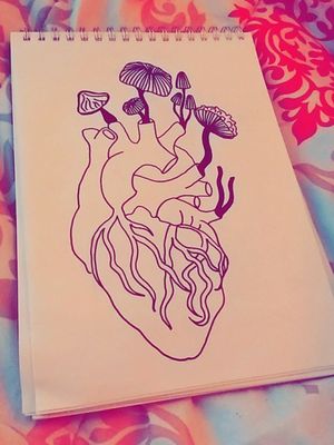 🍄Shrooms.🖤 Trippy Tattoo Outline **Look at profile for more drawings / inspirations**