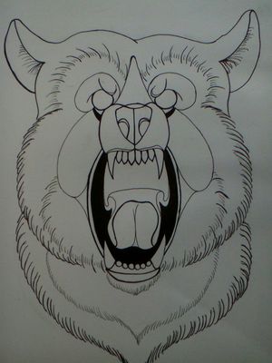 Neo-traditional bear outlined.#neotraditional #bear  #design #outline #novicetattoo 