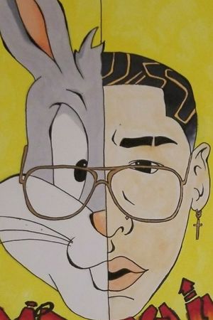 Bad bunny (rapper) side by side with bugs bunny colored with copic markers.