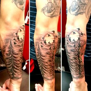 Half sleeve trees and background scenery