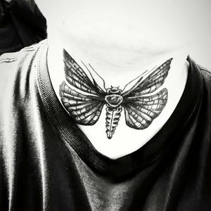 #neck #necktattoos #butterfly #moth #liberty #freedom #blackandgreytattoo 
