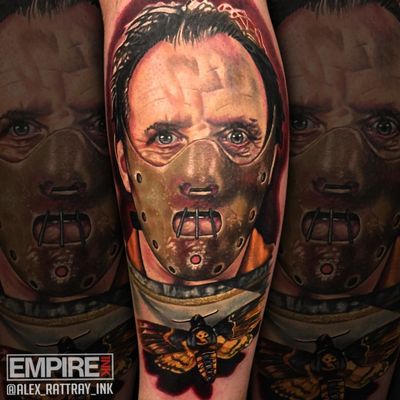 "A census taker once tried to test me. I ate his liver with some fava beans and a nice chianti" @alex_rattray_ink did this portrait of the infamous #Hannibal Lecter from #silenceofthelambs a couple of years ago. If you want a big colour realistic horror piece for this #Fridaythe13th , contact the studio. 
