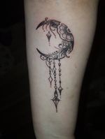 Crescent moon on my forearm. 1 of a set of 3. My sisters have the other 2. #sistertattoo #revolutionglasgow #cutetattoo 