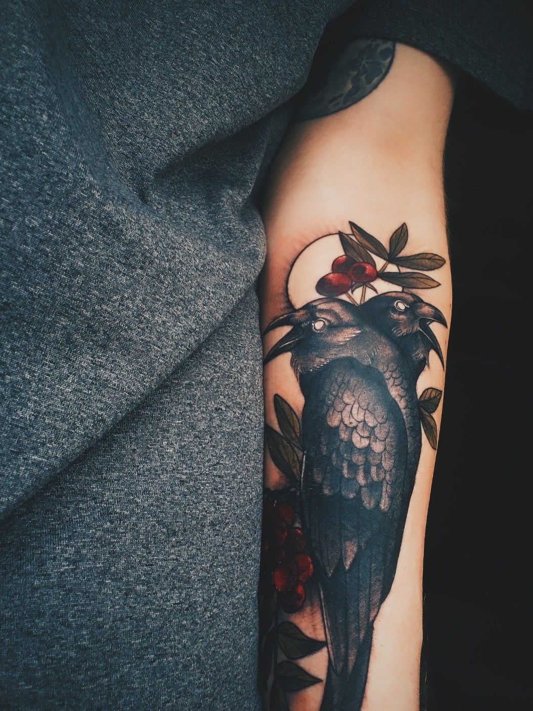 My Huginn  Muninn done by Isa at Hannya Tattoo in Brussels Belgium  r tattoos