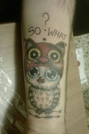 Owl cartoon tattoo color