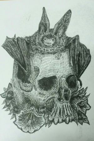 'Belladonna' (2018) #tattoodesigns #tattoodesign #illustration #illustrator #skulls #skulltattoo #bat #battattoo #morbid #morbidart #anatomy